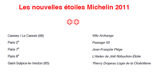 Etoile Michelin 2011