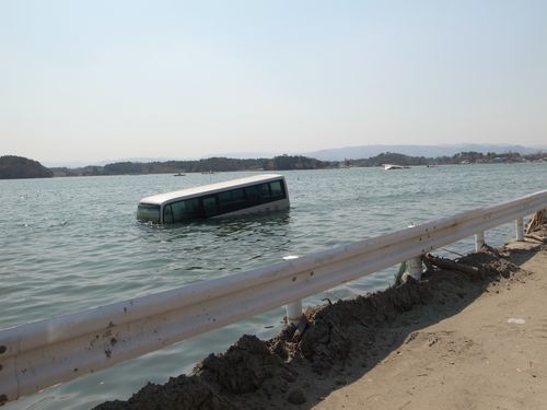 Japon, sendai, bus coulé Japon, sendai, bus coulé